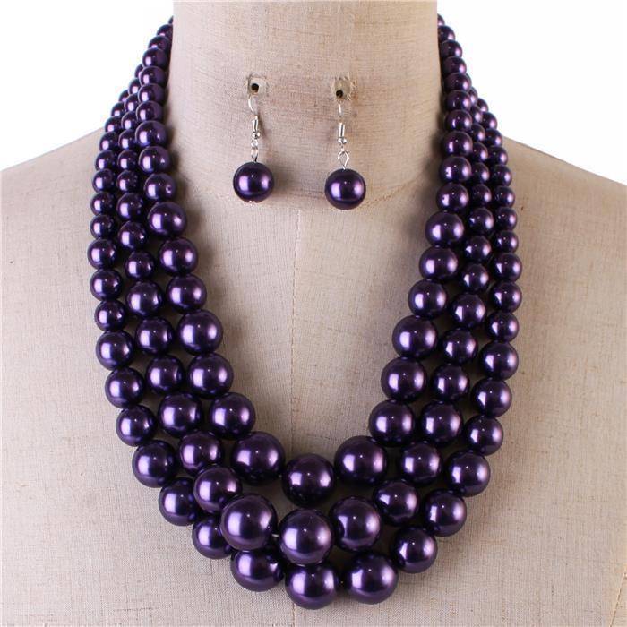 3 Layered Pearl Necklace Set