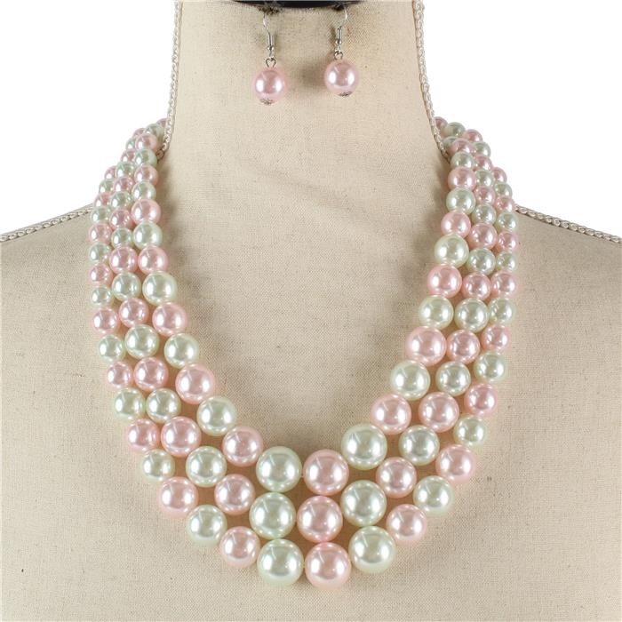 3 Layered Pearl Necklace Set