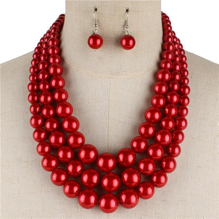 3 Layered Pearl Necklace Set