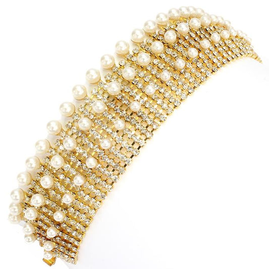 Rhinestone Pearl Bracelet