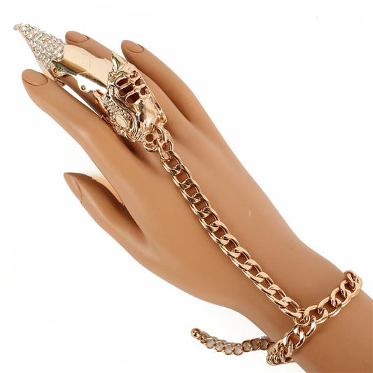 Metal Hand Chain Bracelet With Ring