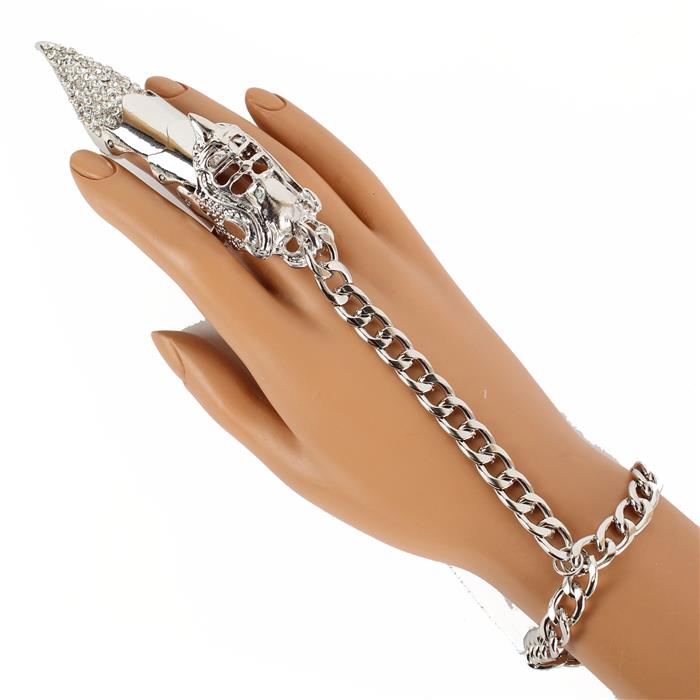 Metal Hand Chain Bracelet With Ring