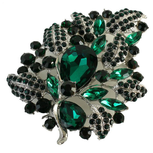 Crystal Leaves Brooch