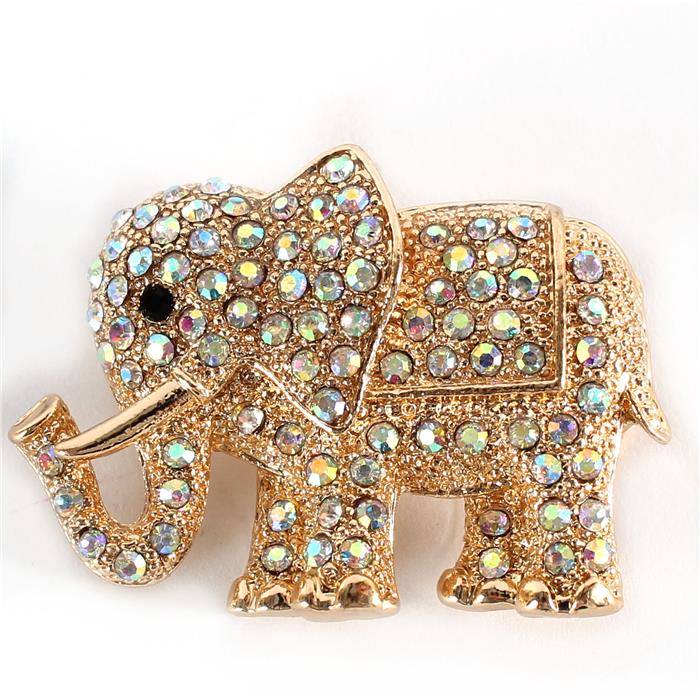 Crystal Casting Elephant Brooch