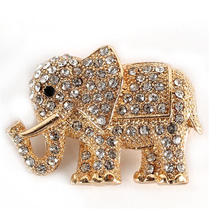 Crystal Casting Elephant Brooch