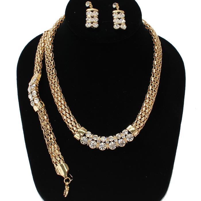 Metal Rhinestone 3 Pcs Necklace Set