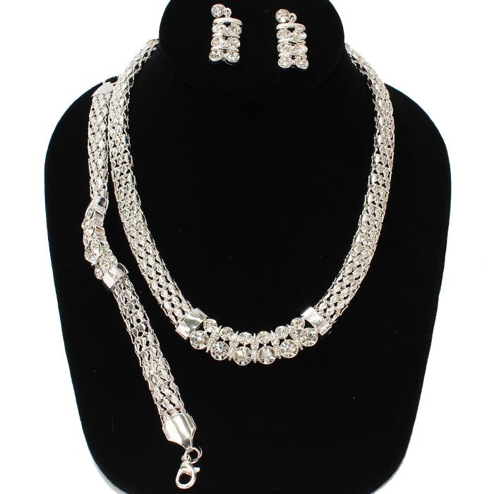 Metal Rhinestone 3 Pcs Necklace Set