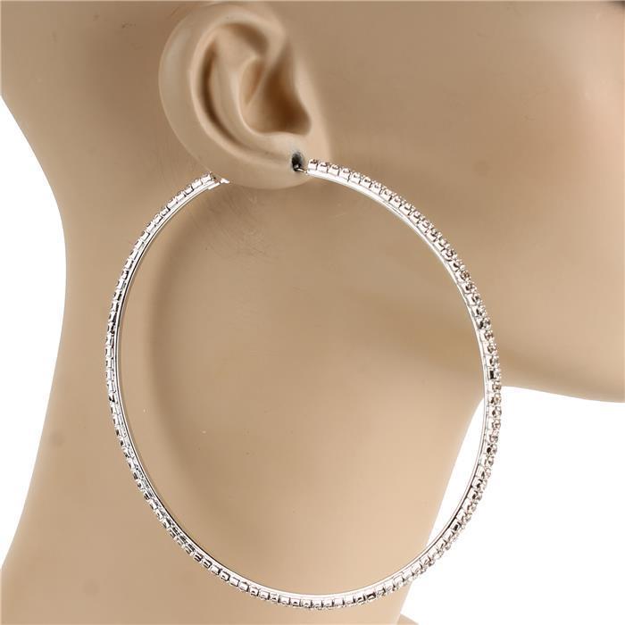 100mm Rhinestone Hoop Earring