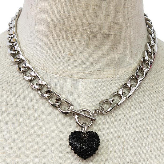 Pendant Heart Link Chain Necklace