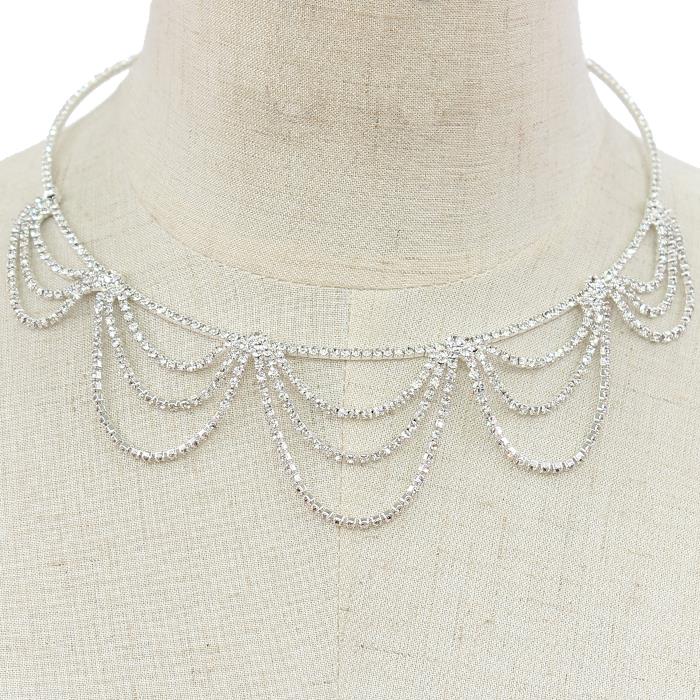 Rhinestone Drop Choker Necklace