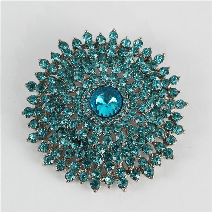 Crystal Stones Round Brooch