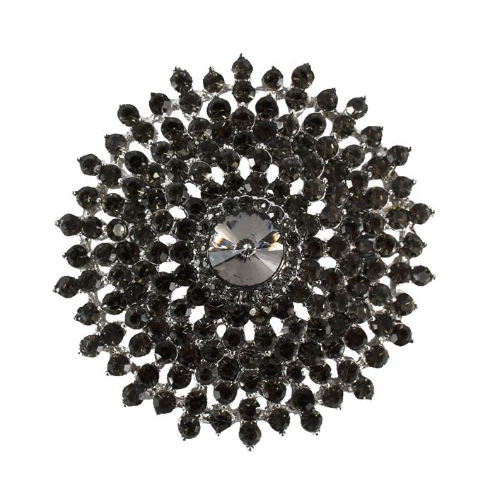 Crystal Stones Round Brooch