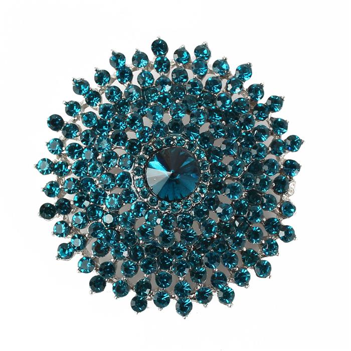 Crystal Stones Round Brooch