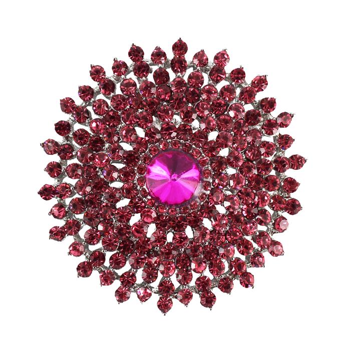 Crystal Stones Round Brooch