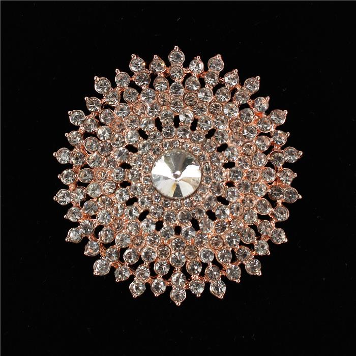 Crystal Stones Round Brooch