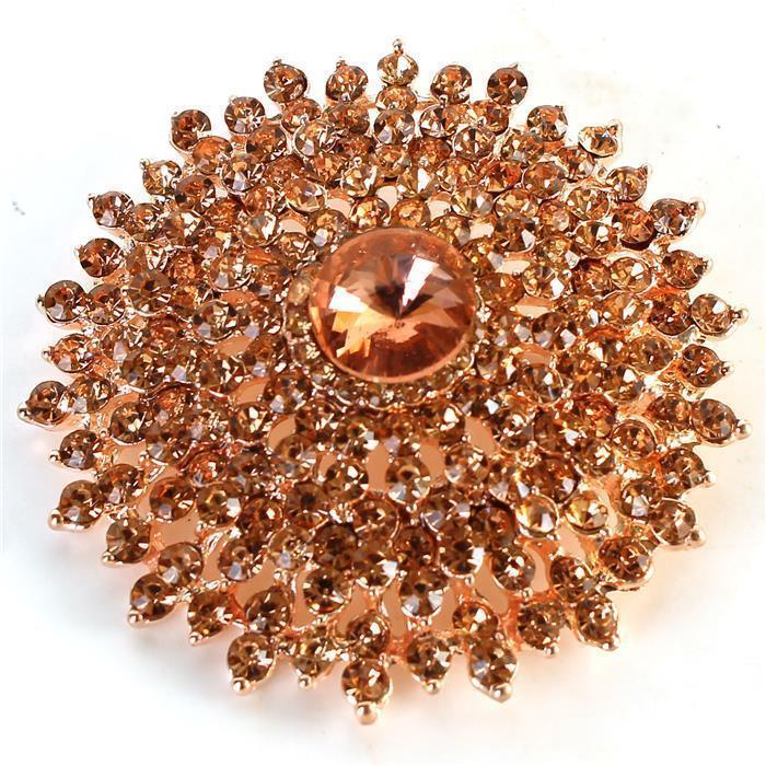 Crystal Stones Round Brooch