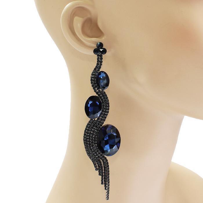 Crystal Long Swirl-Oval Earring