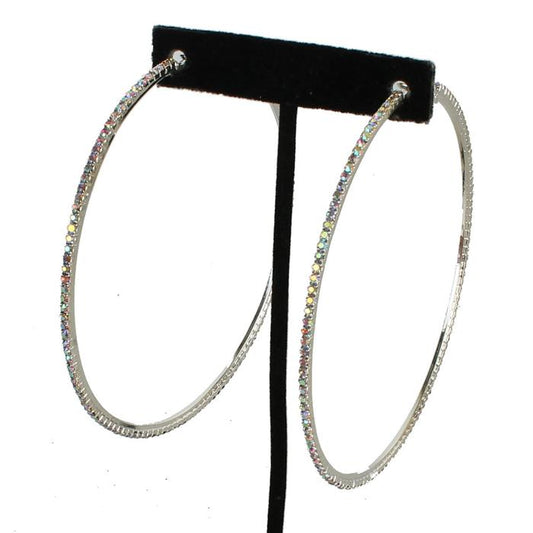 3.5 inch Rhinestone Hoop Earring