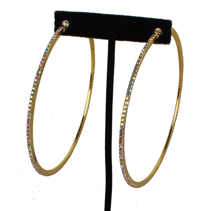 3.5 inch Rhinestone Hoop Earring