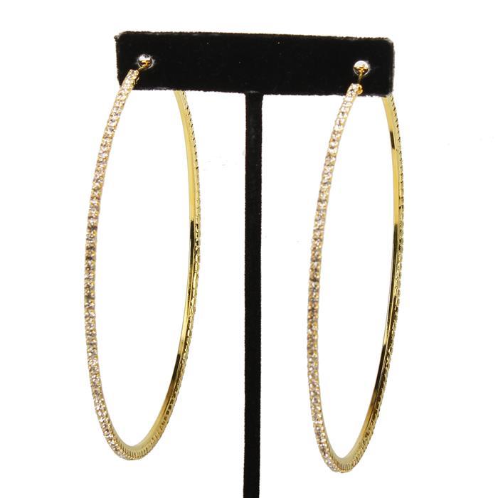 3.5 inch Rhinestone Hoop Earring