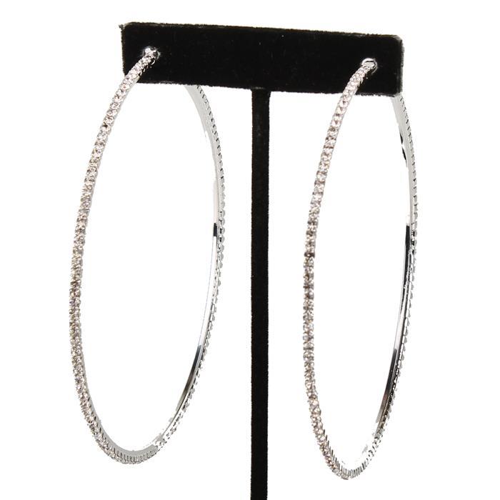 3.5 inch Rhinestone Hoop Earring