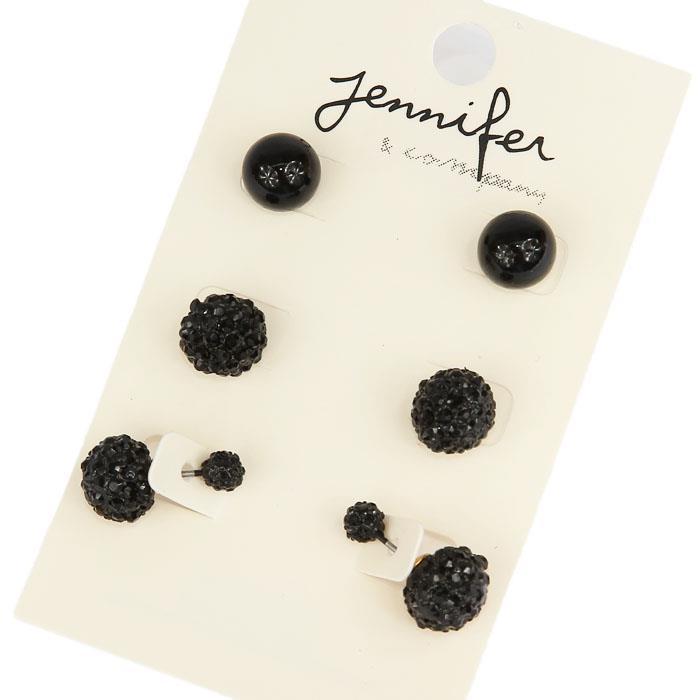 Stones-Metal 3 Ball Pairs Earring