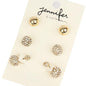 Stones-Metal 3 Ball Pairs Earring