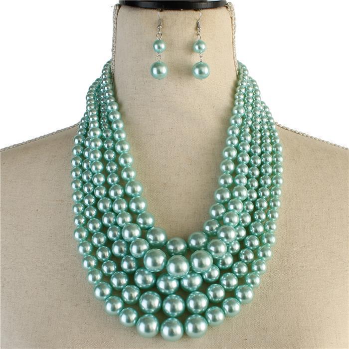 5 Layered Pearl Necklace Set