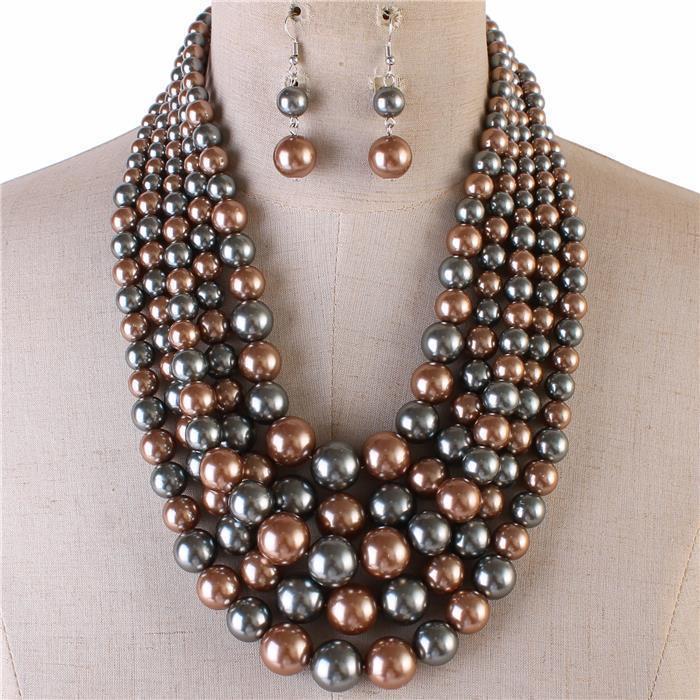 5 Layered Pearl Necklace Set