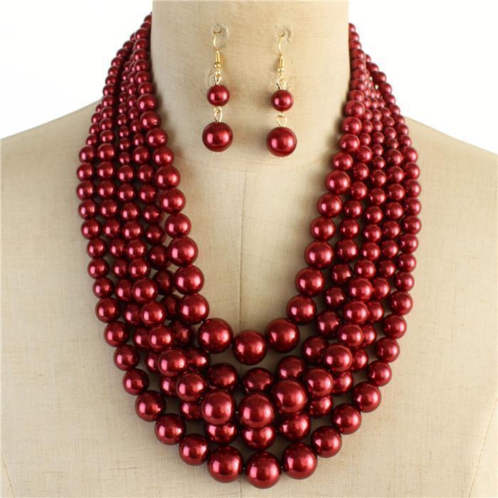 5 Layered Pearl Necklace Set