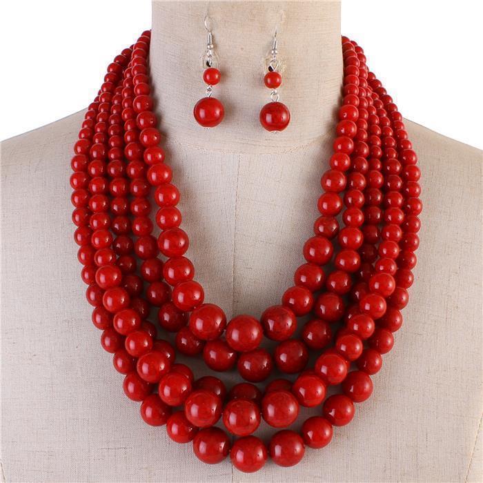 5 Layered Pearl Necklace Set