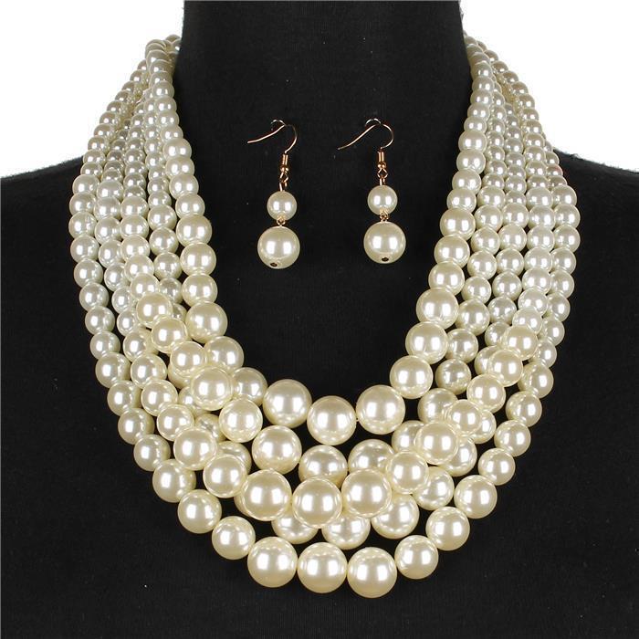 5 Layered Pearl Necklace Set