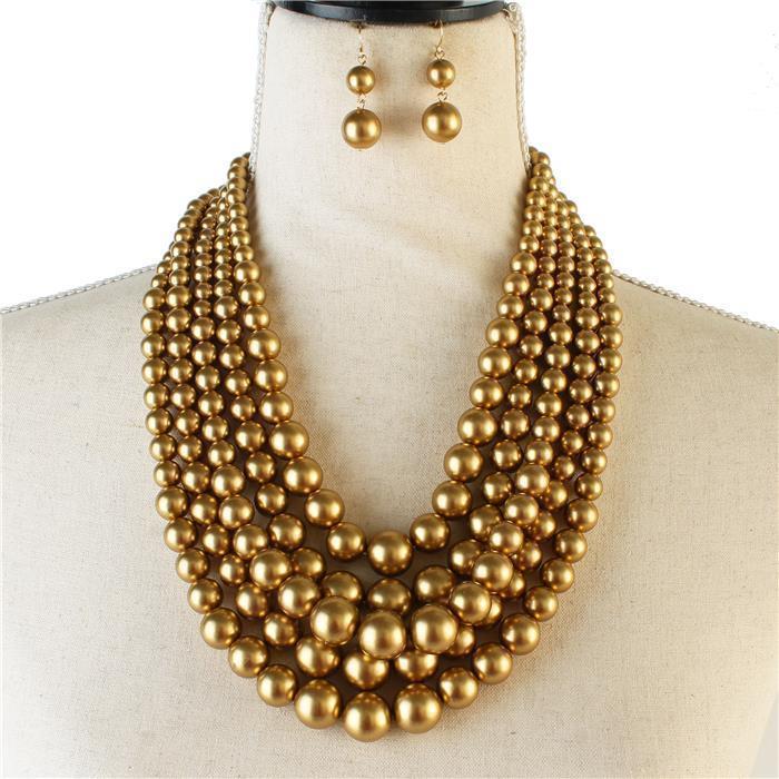 5 Layered Pearl Necklace Set