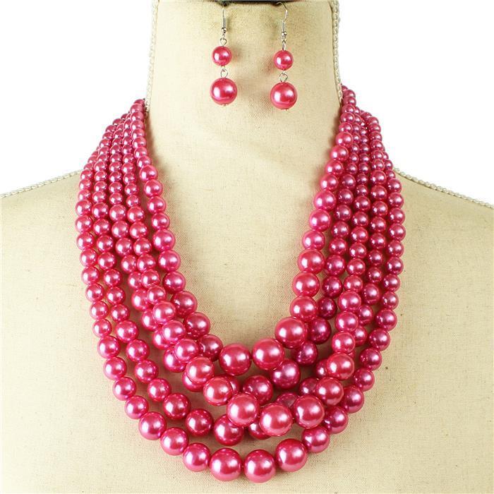 5 Layered Pearl Necklace Set