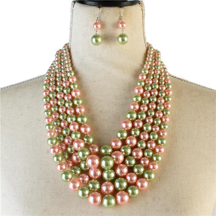 5 Layered Pearl Necklace Set