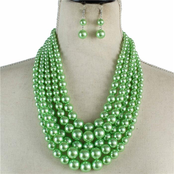 5 Layered Pearl Necklace Set