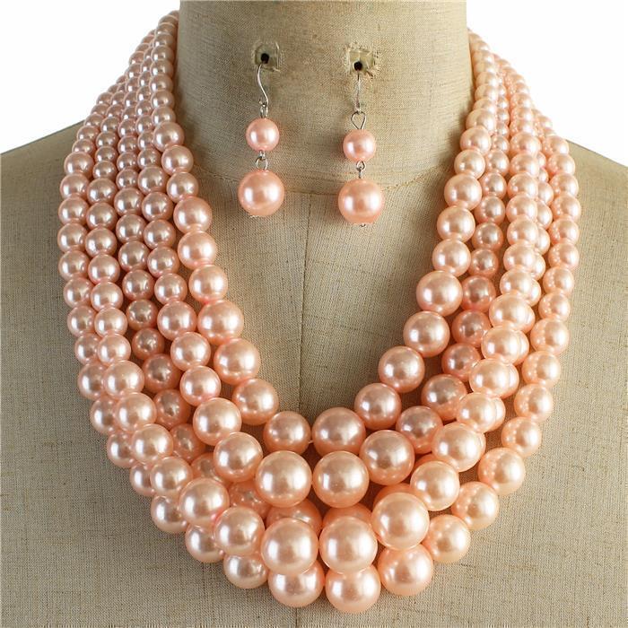 5 Layered Pearl Necklace Set