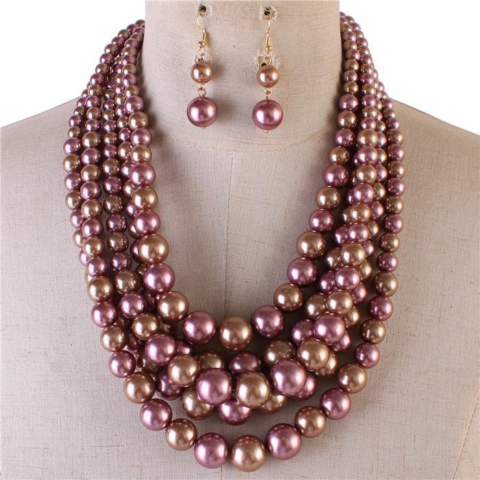 5 Layered Pearl Necklace Set