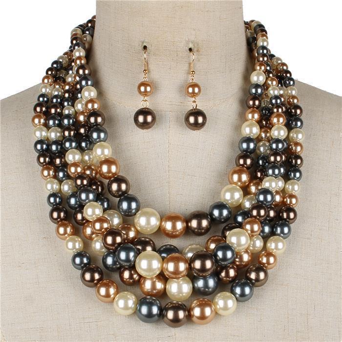 5 Layered Pearl Necklace Set