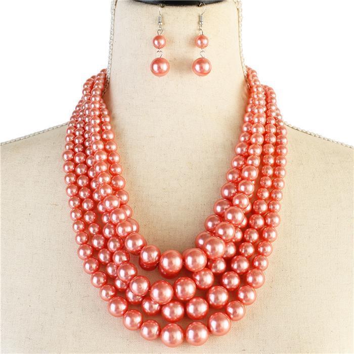 5 Layered Pearl Necklace Set