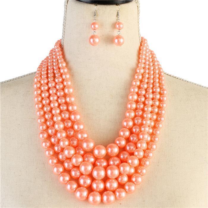 5 Layered Pearl Necklace Set