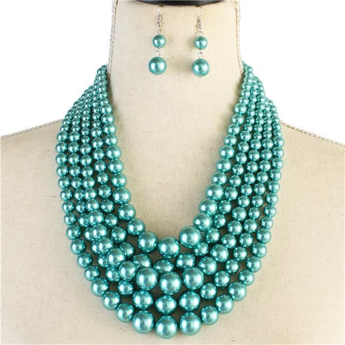 5 Layered Pearl Necklace Set