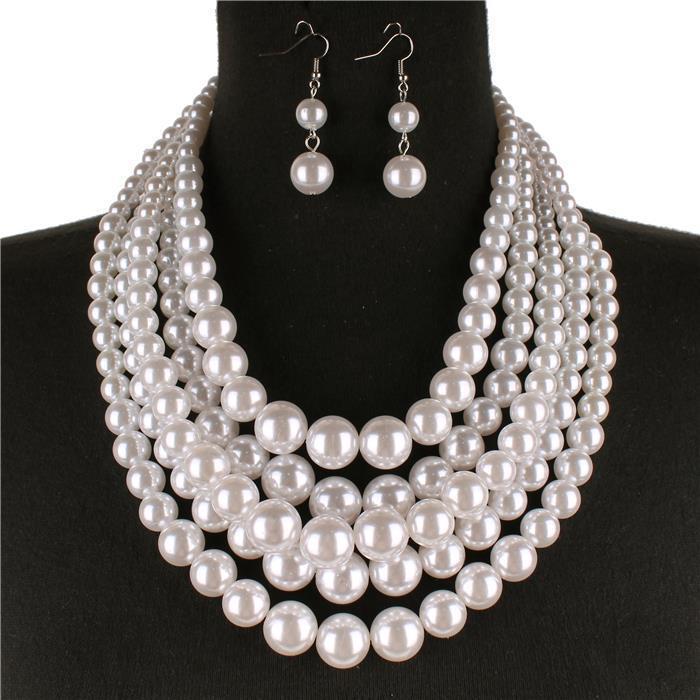 5 Layered Pearl Necklace Set