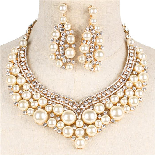 Pearl Crystal Necklace Set