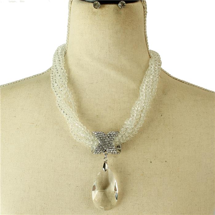 Crystal Beads Teardrop Necklace Set