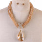 Crystal Beads Teardrop Necklace Set