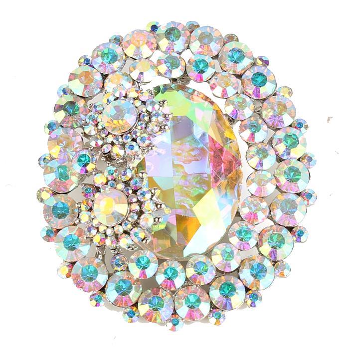 Crystal Oval Brooch