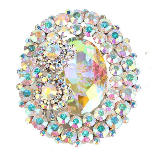 Crystal Oval Brooch