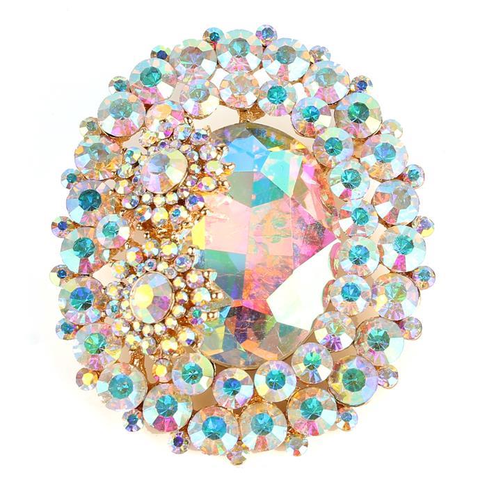 Crystal Oval Brooch