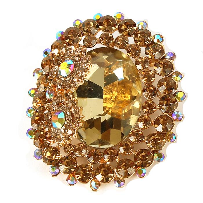 Crystal Oval Brooch